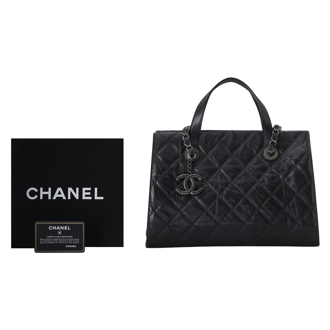 CHANEL(USED)샤넬 캐비어 탑핸들 체인 숄더백