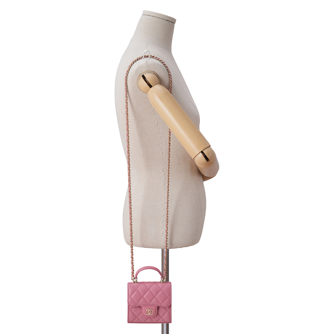 CHANEL(USED)샤넬 램스킨 탑핸들 미니 체인 크로스백
