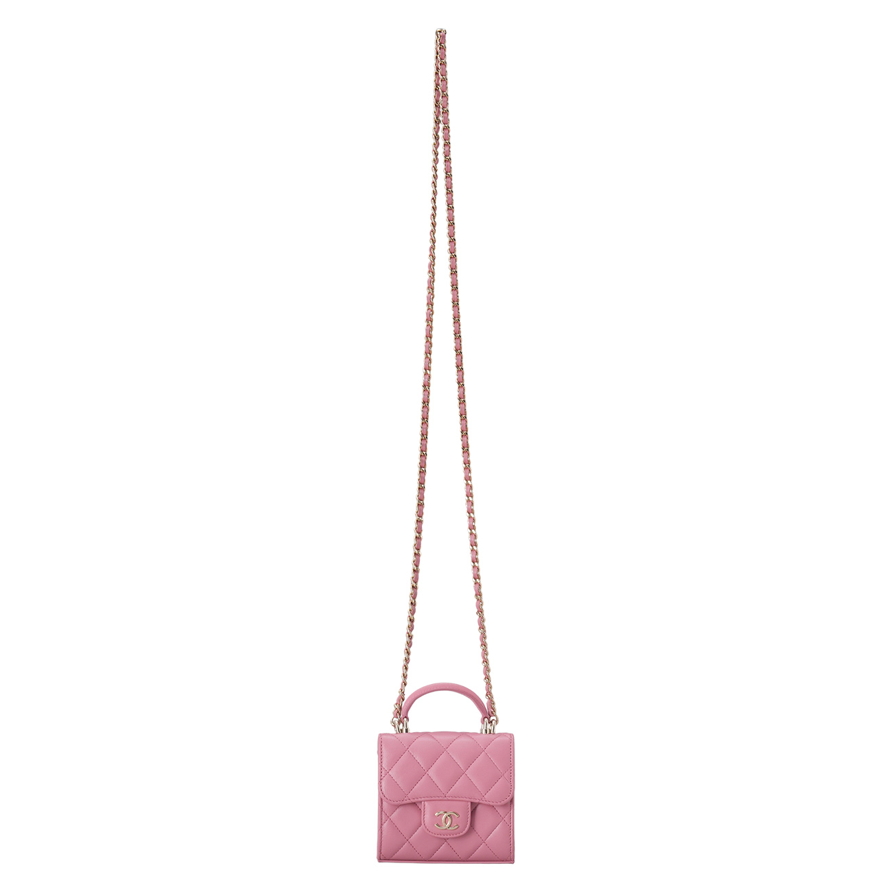 CHANEL(USED)샤넬 램스킨 탑핸들 미니 체인 크로스백