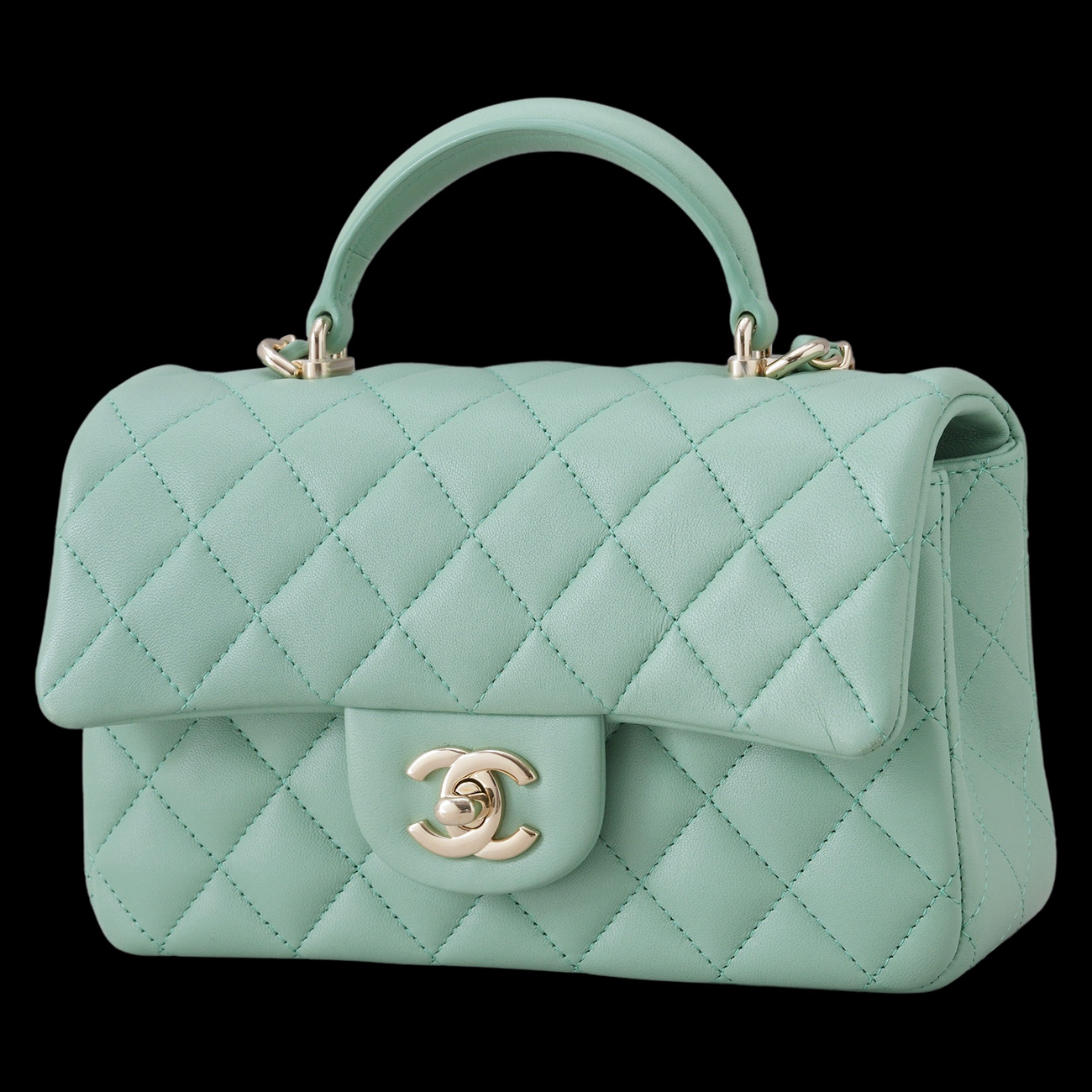 CHANEL(USED)샤넬 램스킨 클래식 뉴미니 탑핸들 크로스백