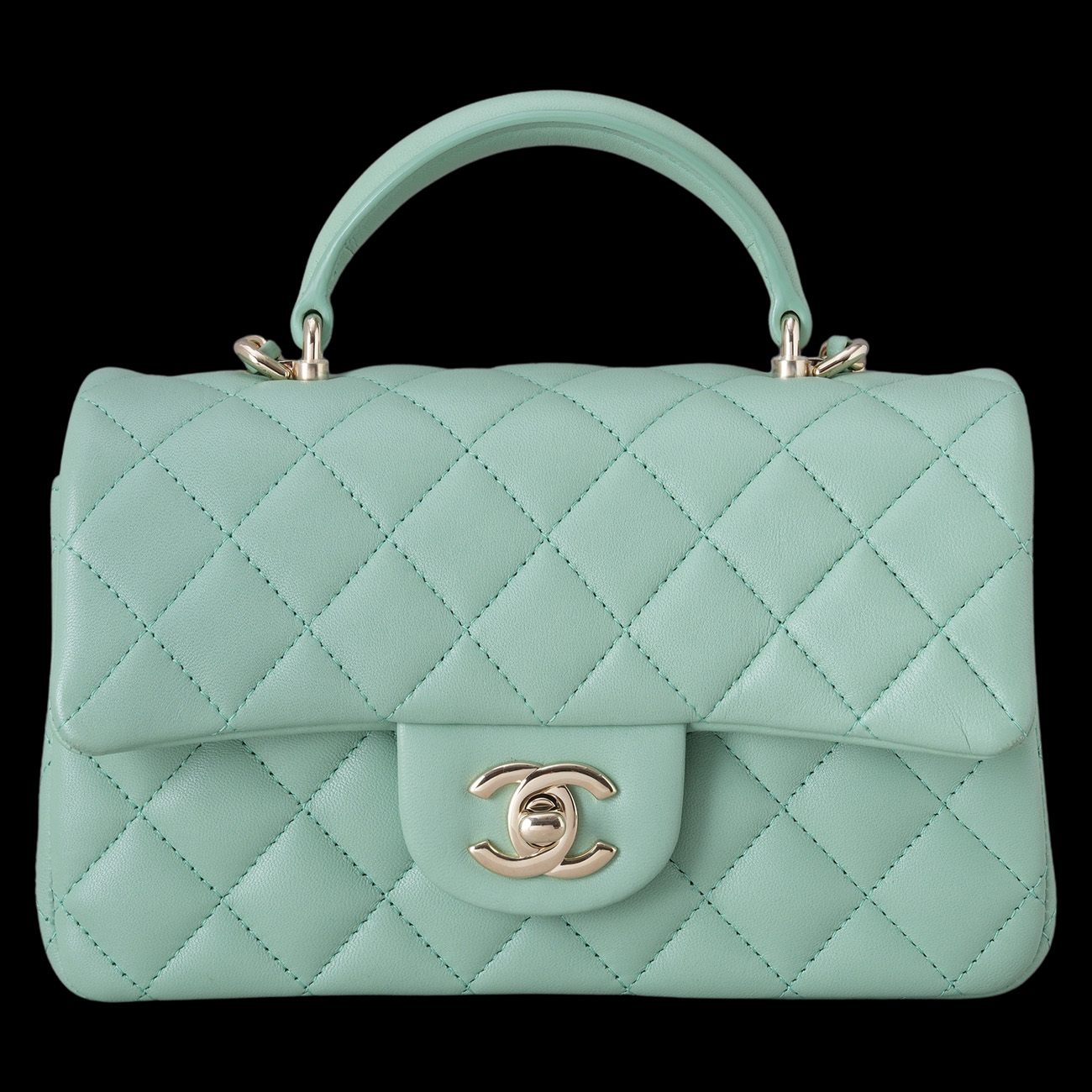 CHANEL(USED)샤넬 램스킨 클래식 뉴미니 탑핸들 크로스백