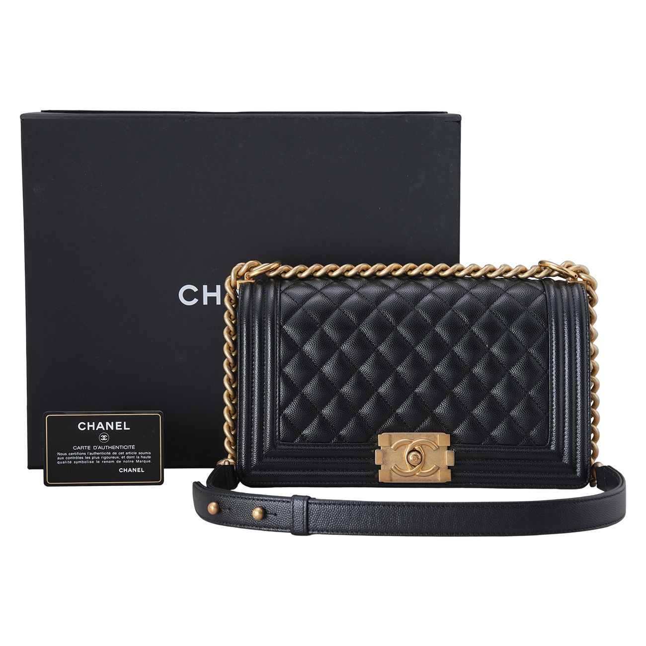 CHANEL(USED)샤넬 캐비어 보이샤넬 미듐 플랩백