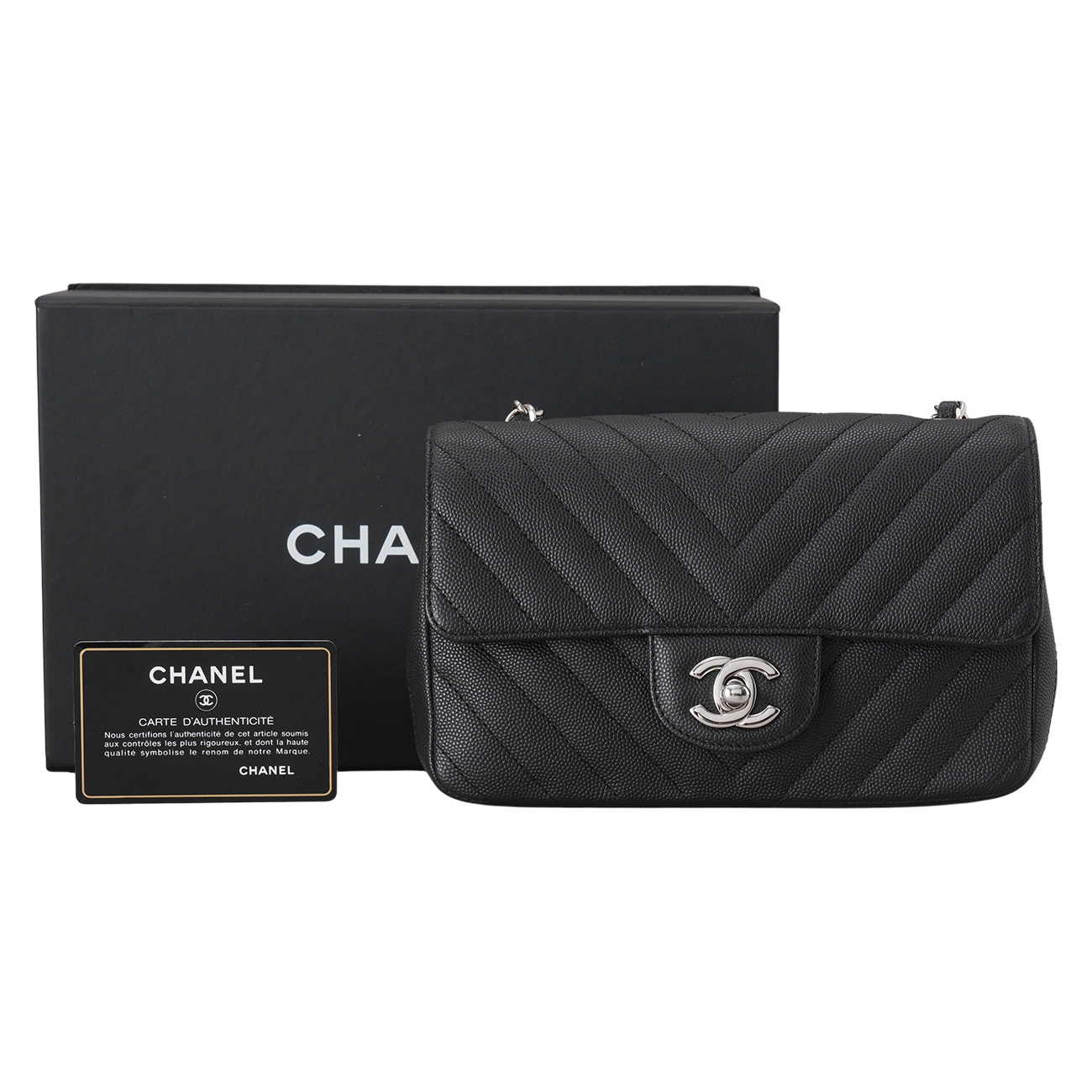 CHANEL(USED)샤넬 캐비어 쉐브론 뉴미니 크로스백