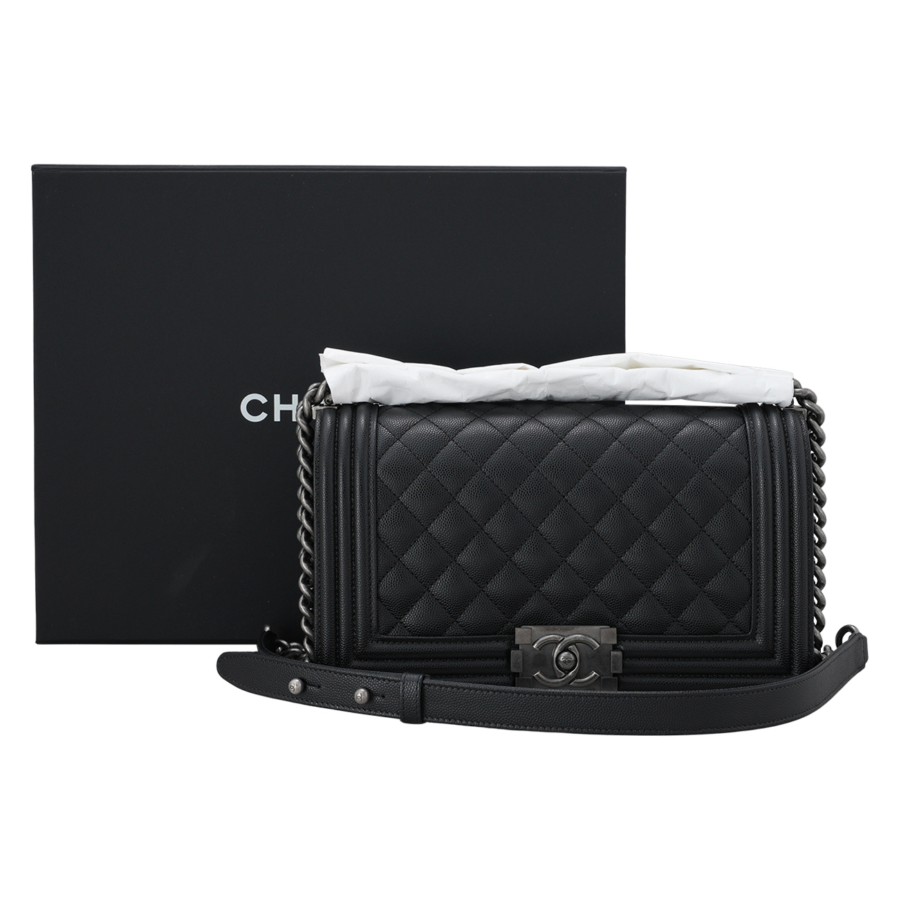 CHANEL(USED)샤넬 캐비어 보이백 미듐