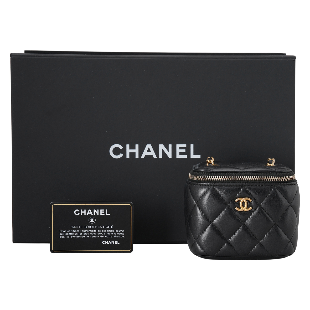 CHANEL(USED)샤넬 램스킨 정사각 베니티 골든볼