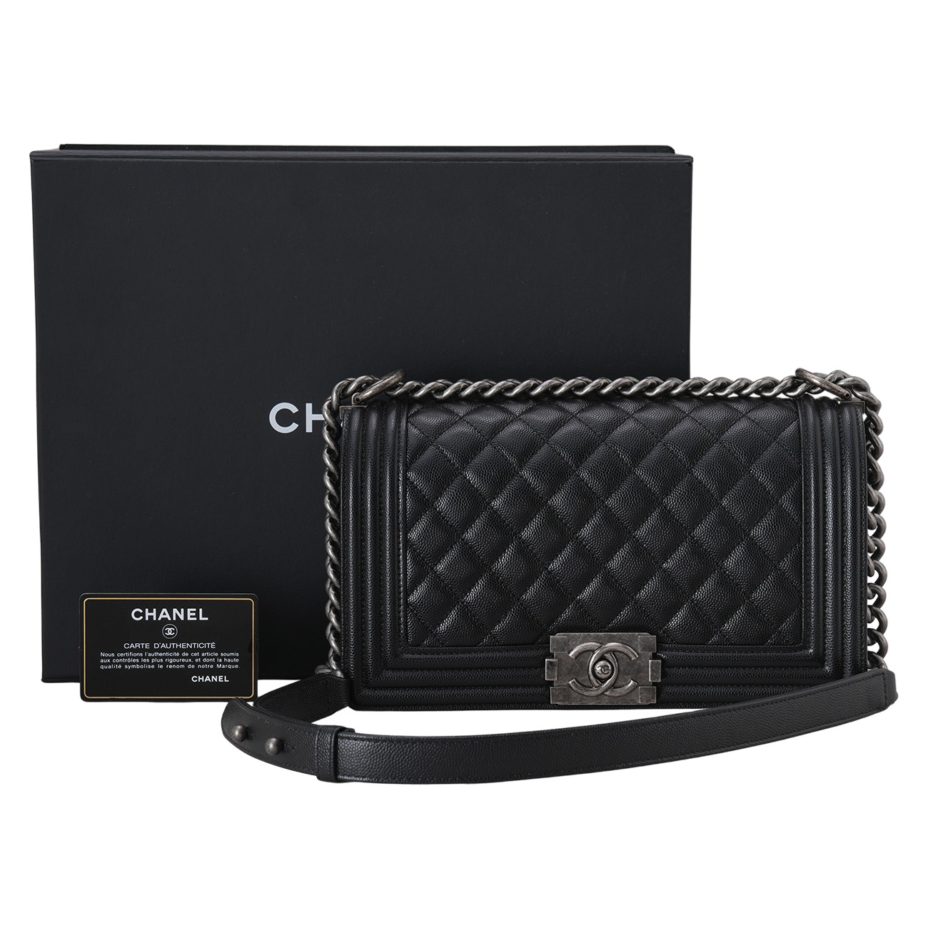 CHANEL(USED)샤넬 캐비어 보이백 미듐