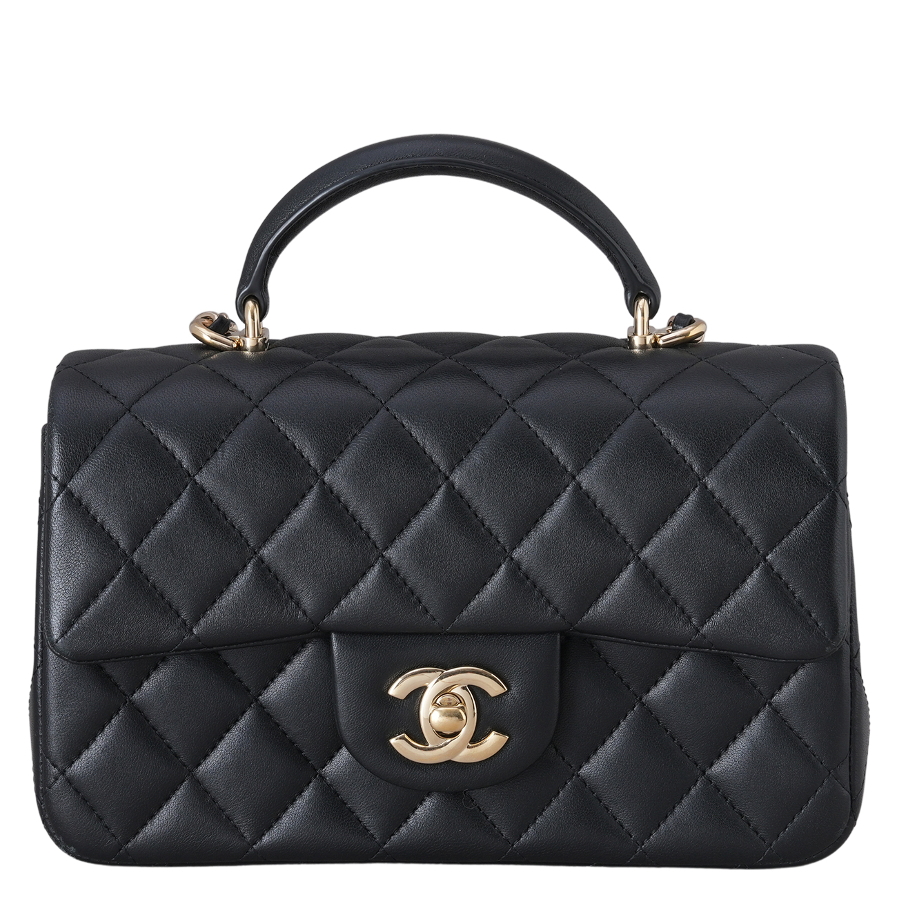CHANEL(USED)샤넬 램스킨 클래식 뉴미니 탑핸들