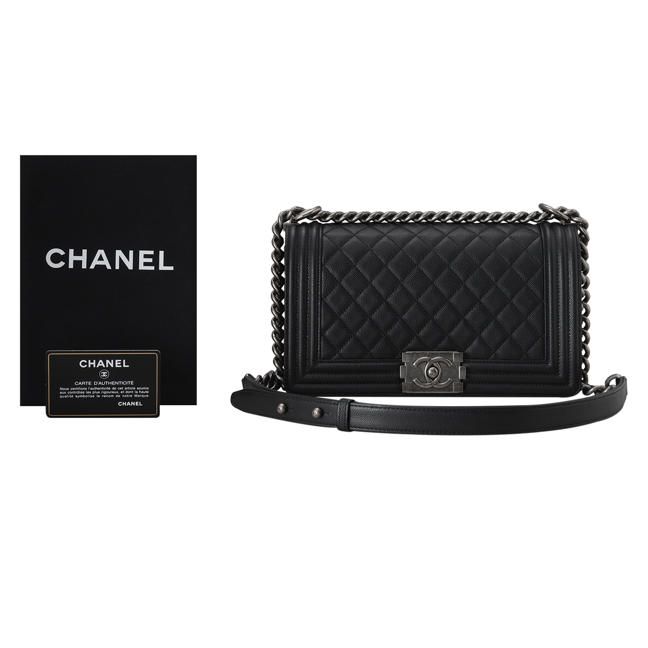 CHANEL(USED)샤넬 캐비어 보이샤넬 미듐