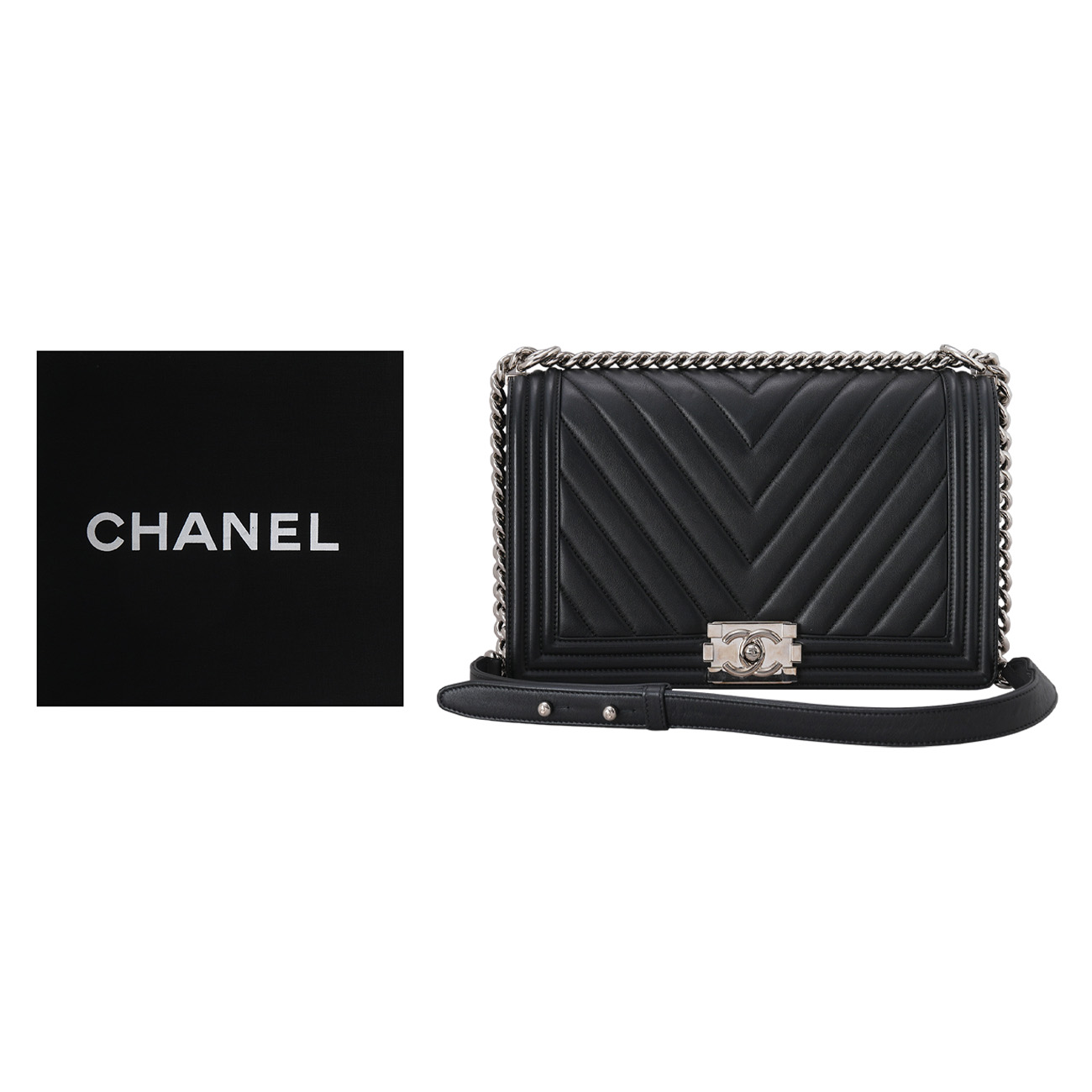 CHANEL(USED)샤넬 쉐브론 보이백 뉴미듐