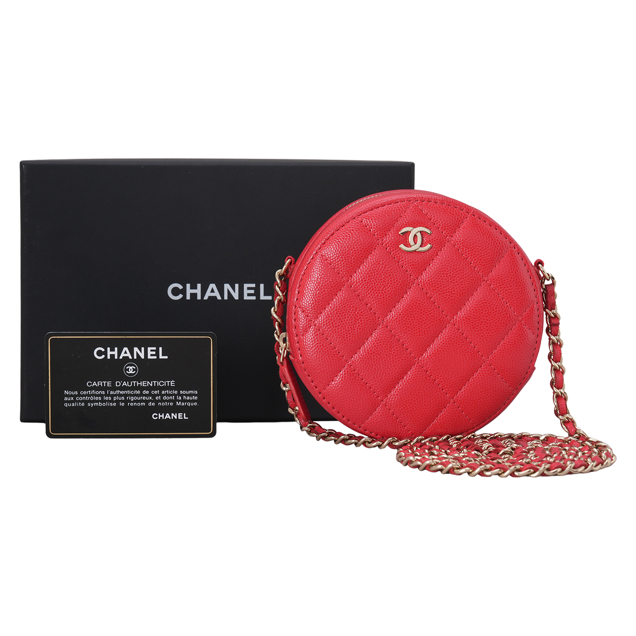 CHANEL(USED)샤넬 AP0245 캐비어 라운드 체인 숄더백