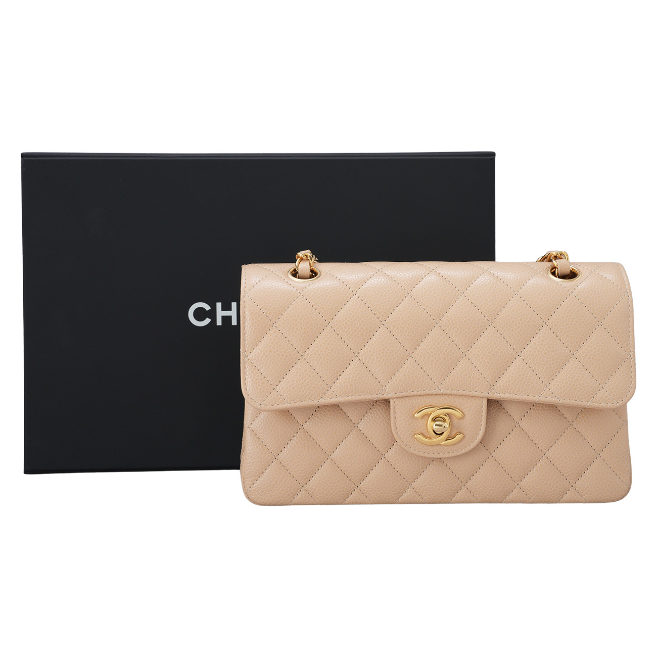 CHANEL(USED)샤넬 캐비어 클래식 스몰 베이지