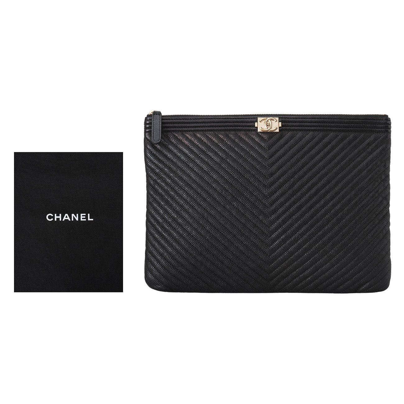 CHANEL(USED)샤넬 캐비어 쉐브론 보이샤넬 클러치 뉴미