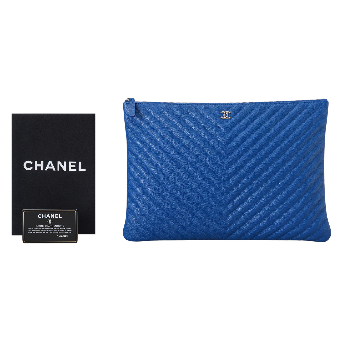 CHANEL(USED)샤넬 캐비어 클래식 쉐브론 클러치 라지