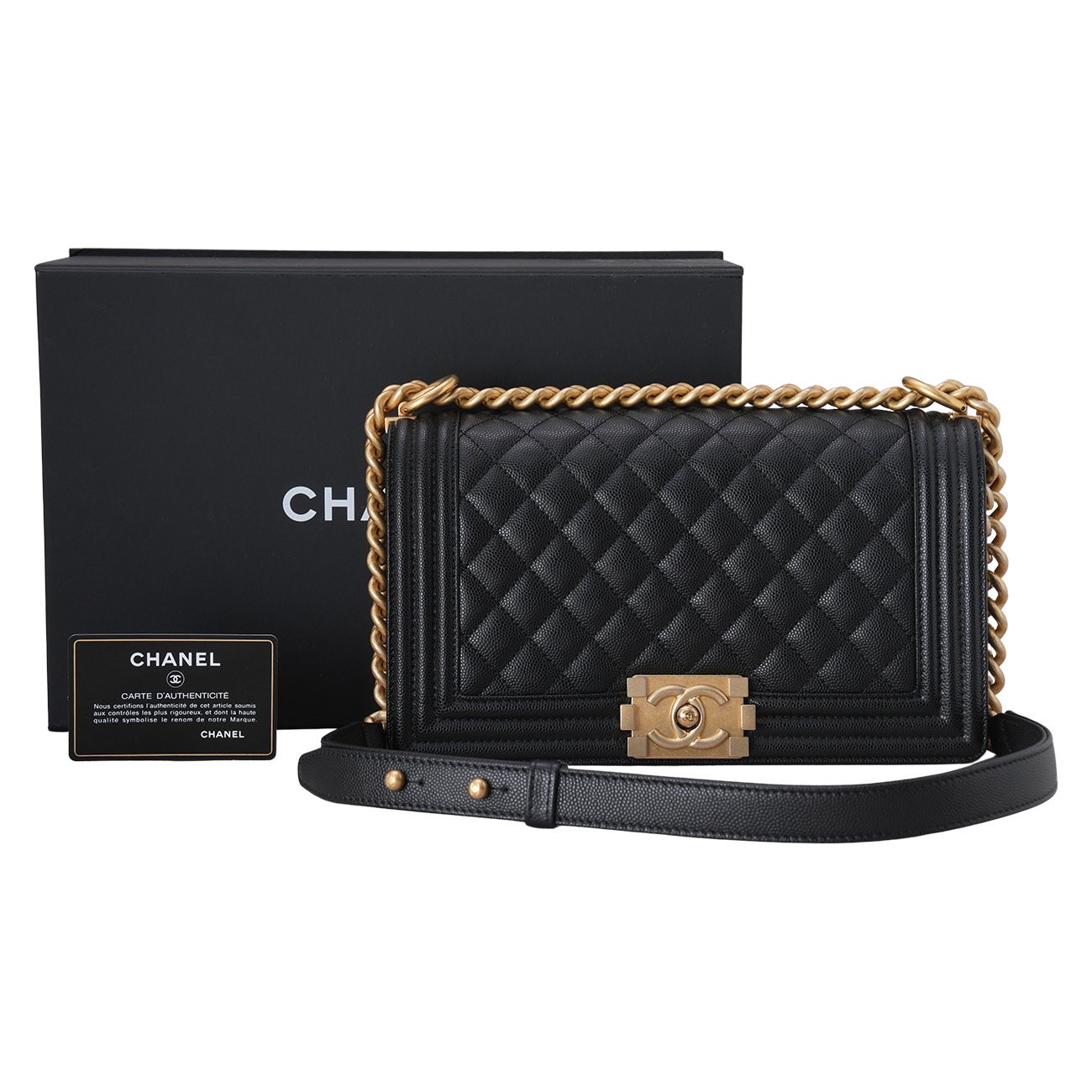 CHANEL(USED)샤넬 캐비어 보이백 미듐