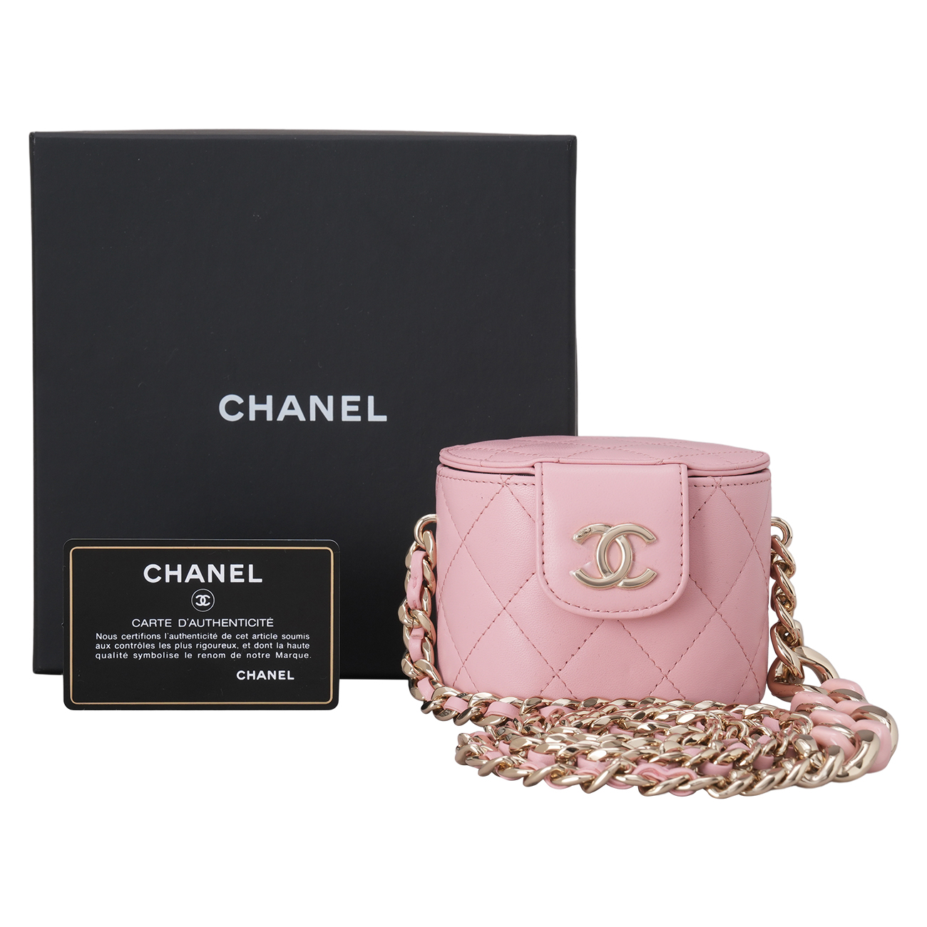 CHANEL(USED)샤넬 시즌 램스킨 원통 베니티 크로스백