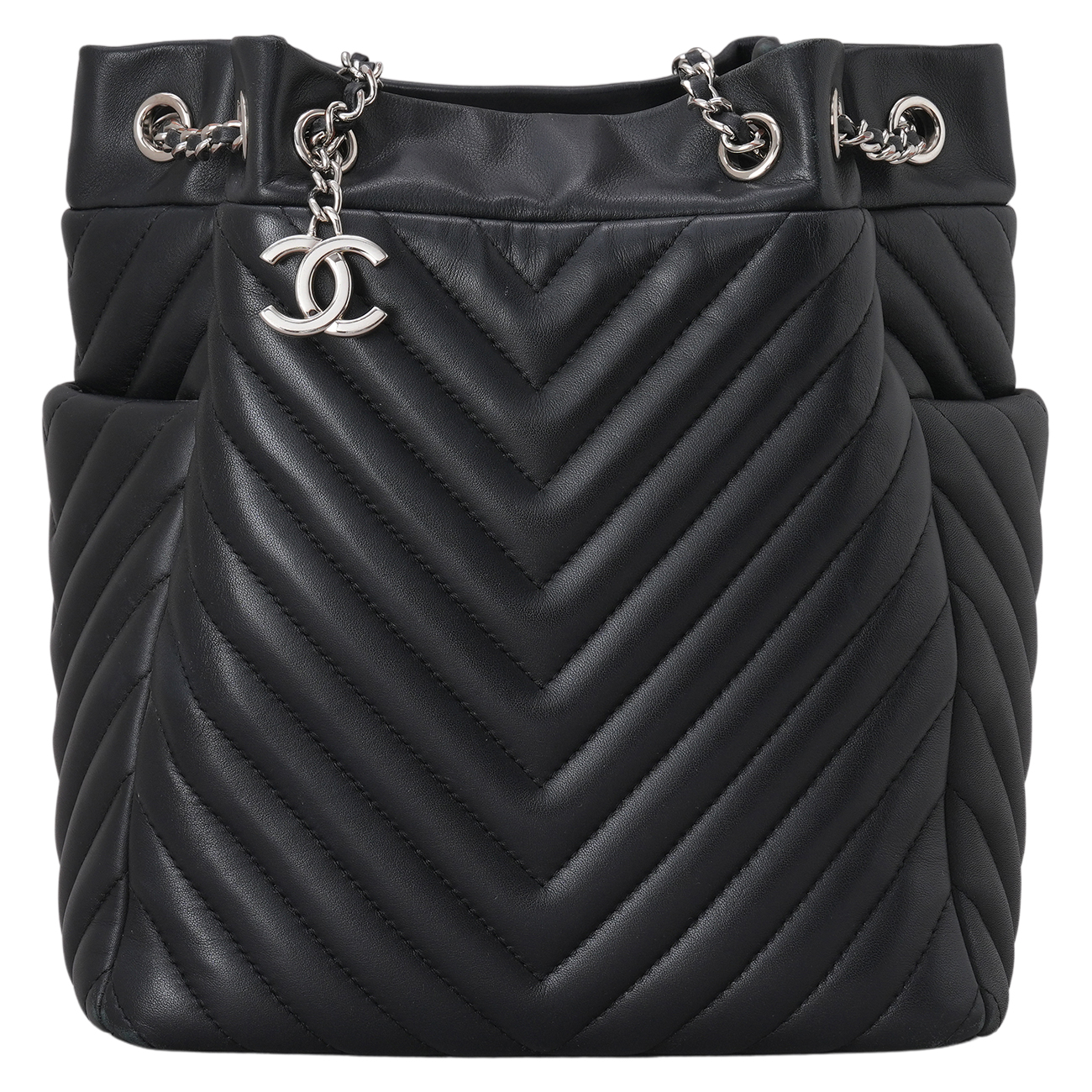 CHANEL(USED)샤넬 시즌 쉐브론 드로스트링 버킷백
