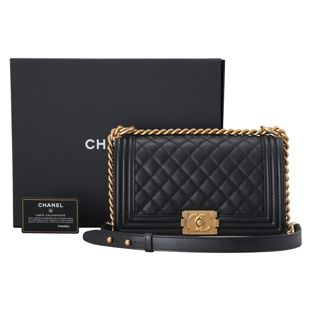 CHANEL(USED)샤넬 캐비어 보이샤넬 미듐 플랩백