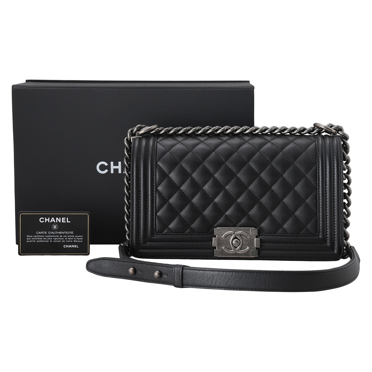 CHANEL(USED)샤넬 캐비어 보이샤넬 미듐