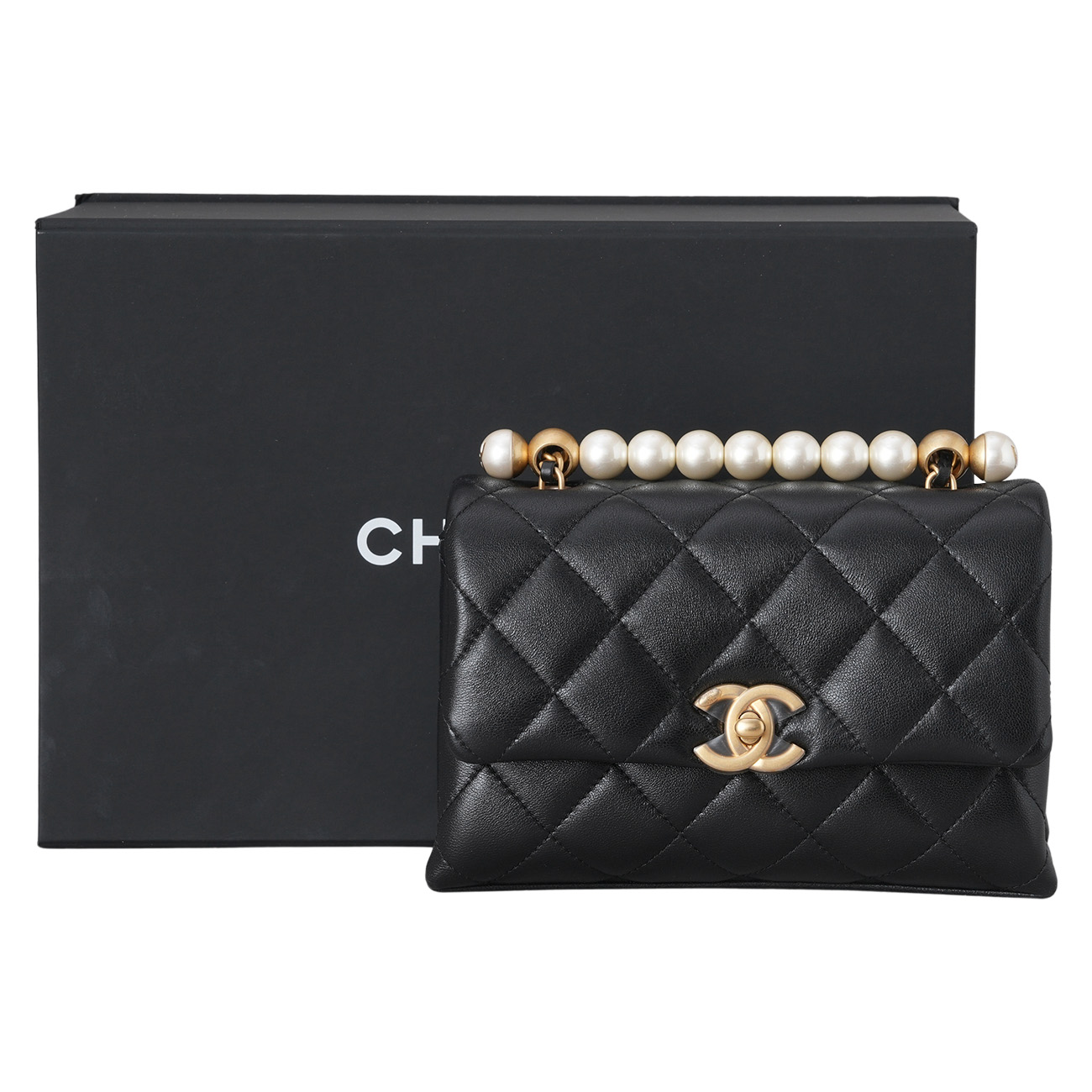CHANEL(USED)샤넬 AS5001 진주 탑핸들 미니 체인 플랩백