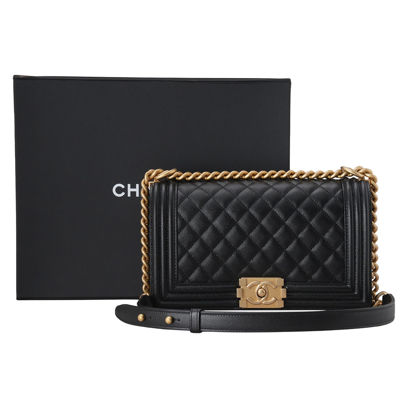 CHANEL(USED)샤넬 캐비어 보이샤넬 미듐 플랩백