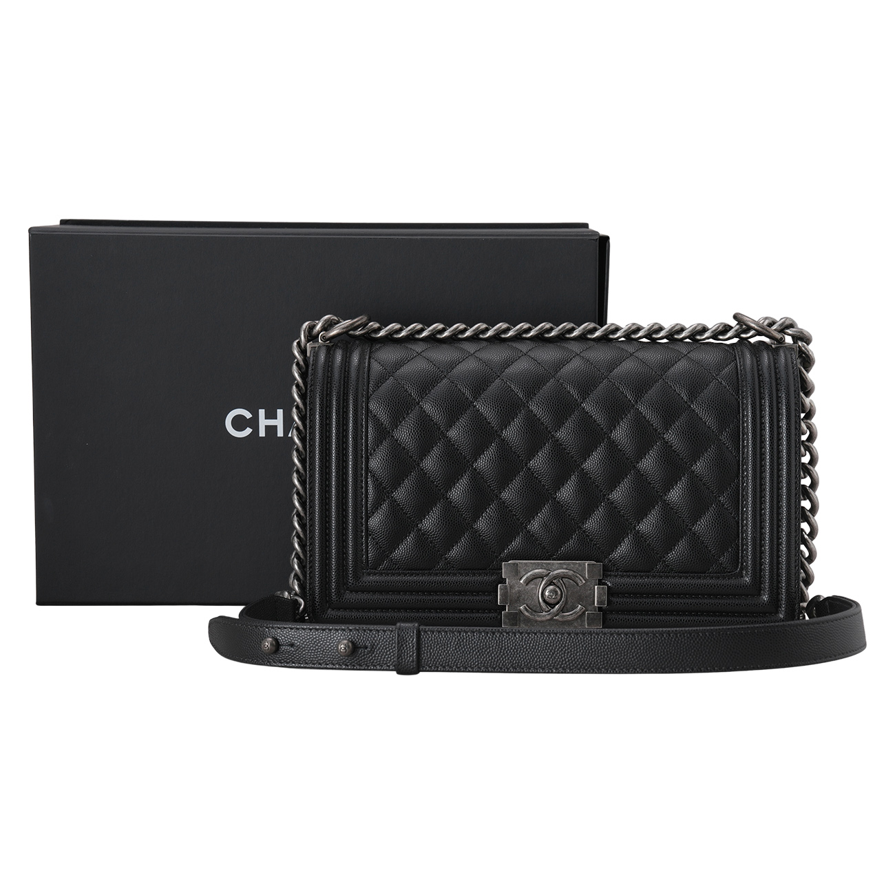 CHANEL(USED)샤넬 캐비어 보이샤넬 미듐 플랩백
