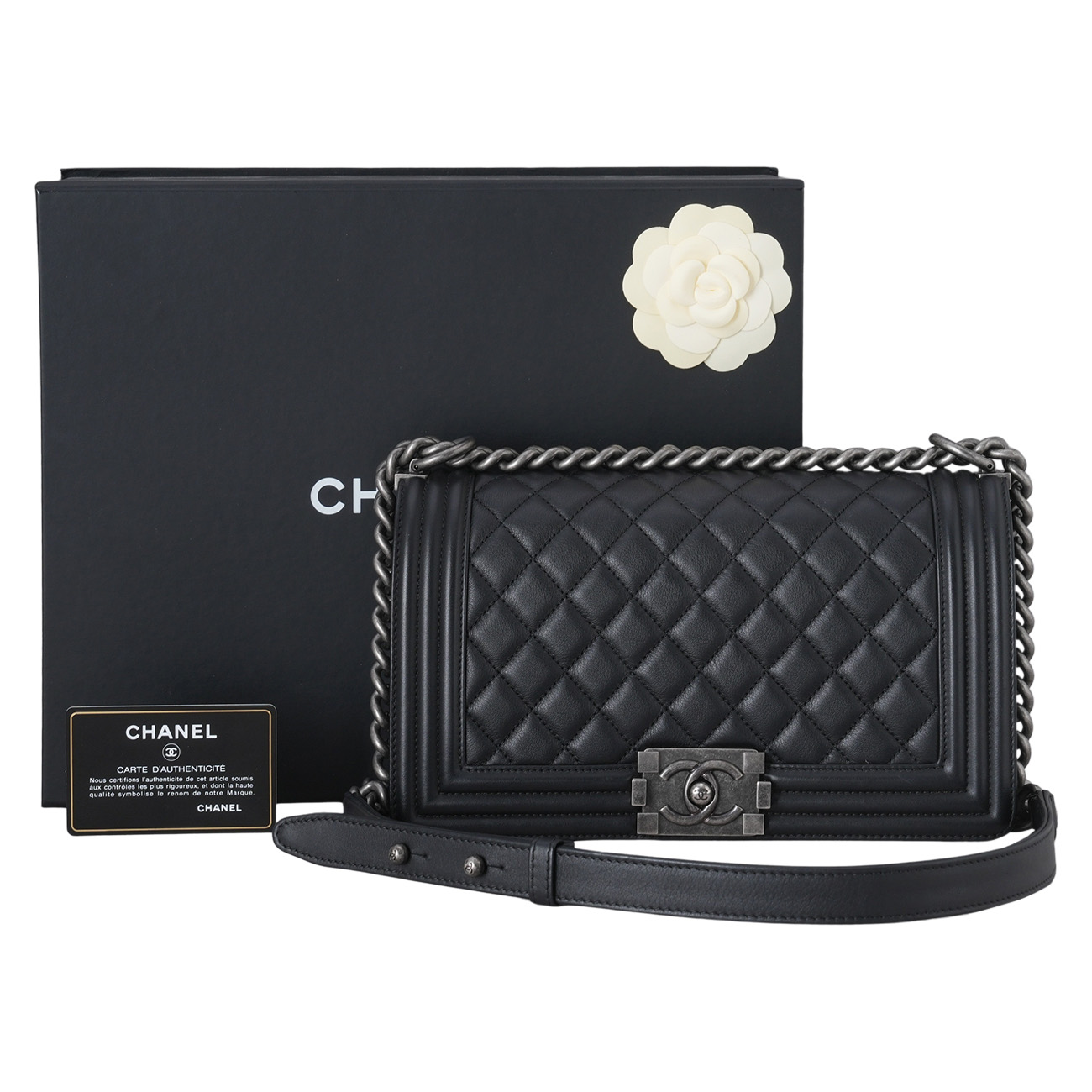 CHANEL(USED)샤넬 카프스킨 보이샤넬 미듐
