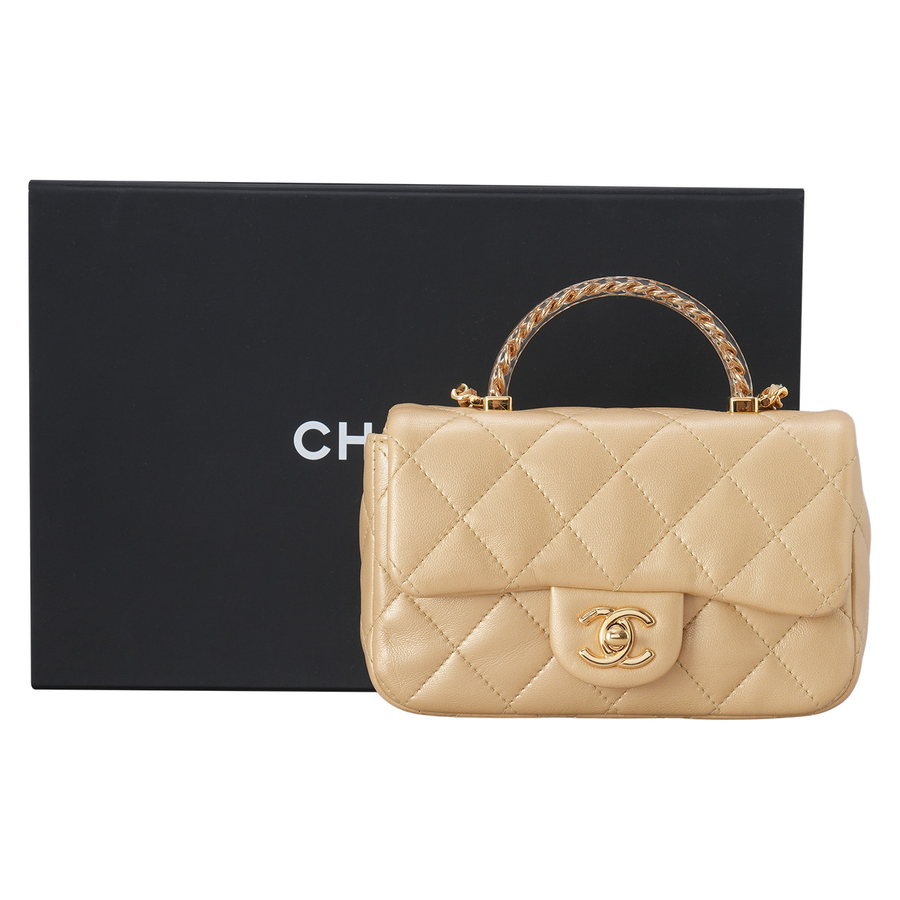 CHANEL(USED)샤넬 시즌 클래식 뉴미니 탑핸들 체인 숄더백