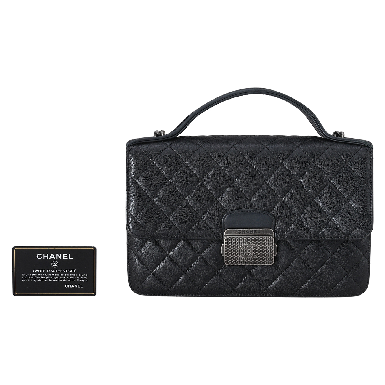 CHANEL(USED)샤넬 시즌 캐비어 탑핸들 체인 플랩백