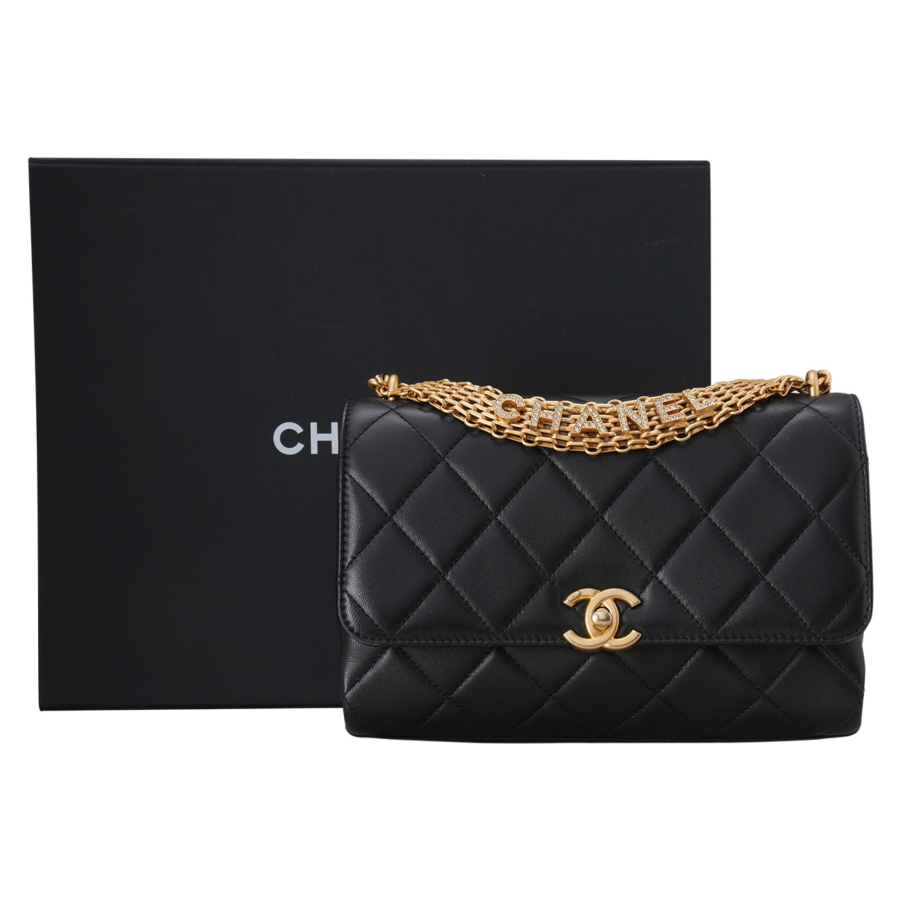CHANEL(USED)샤넬 AS3241 시즌 램스킨 디아망떼 골드메탈 CC로고 플랩백