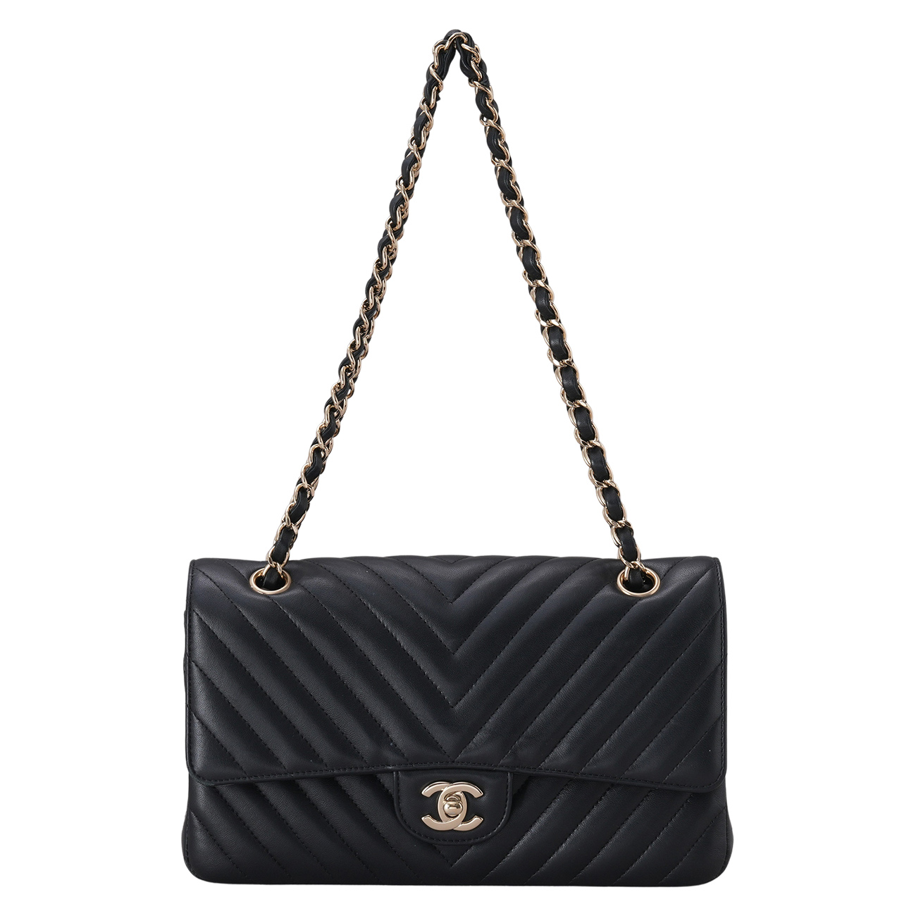 CHANEL(USED)샤넬 램스킨 클래식 쉐브론 미듐