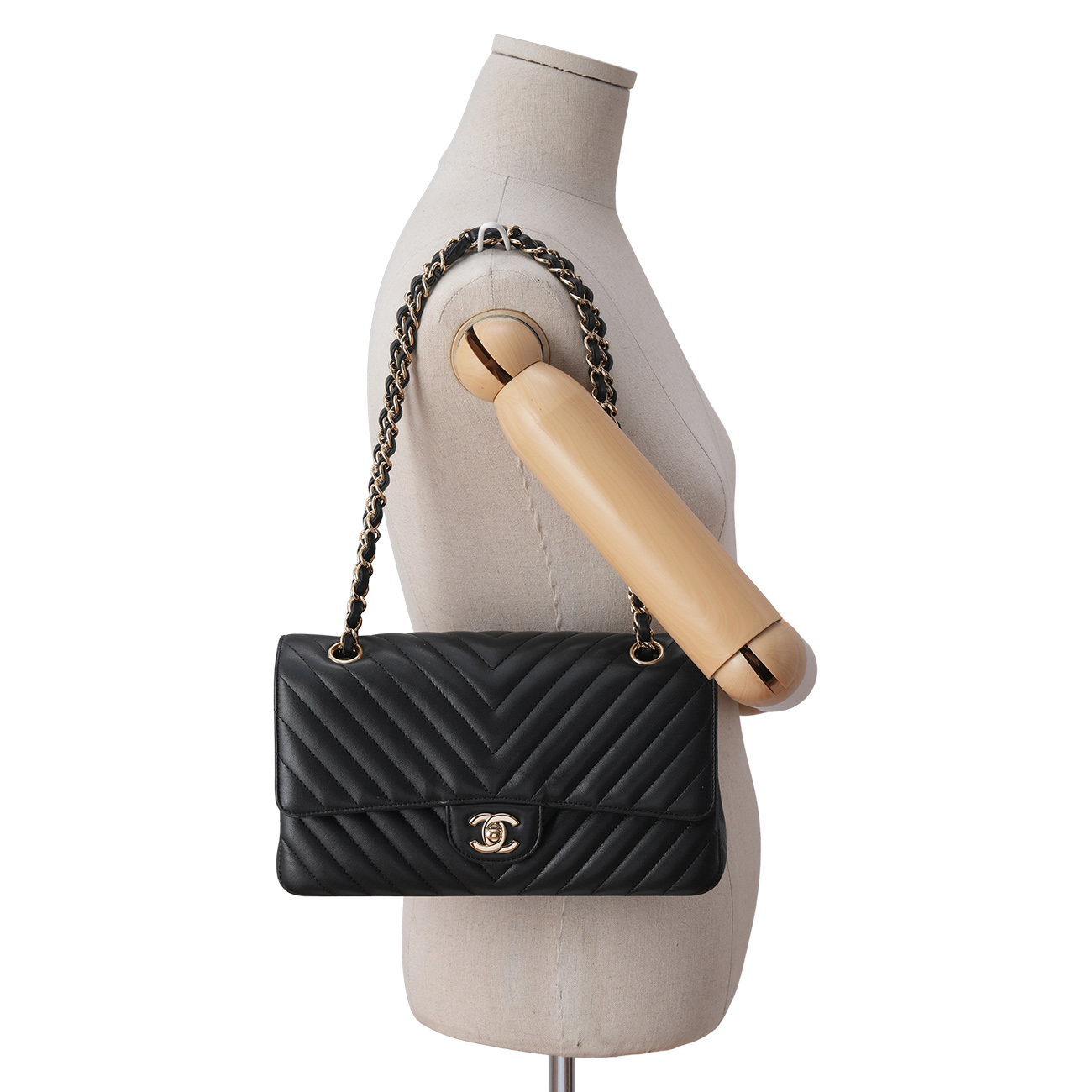CHANEL(USED)샤넬 램스킨 클래식 쉐브론 미듐