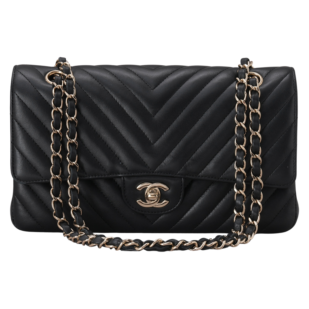 CHANEL(USED)샤넬 램스킨 클래식 쉐브론 미듐