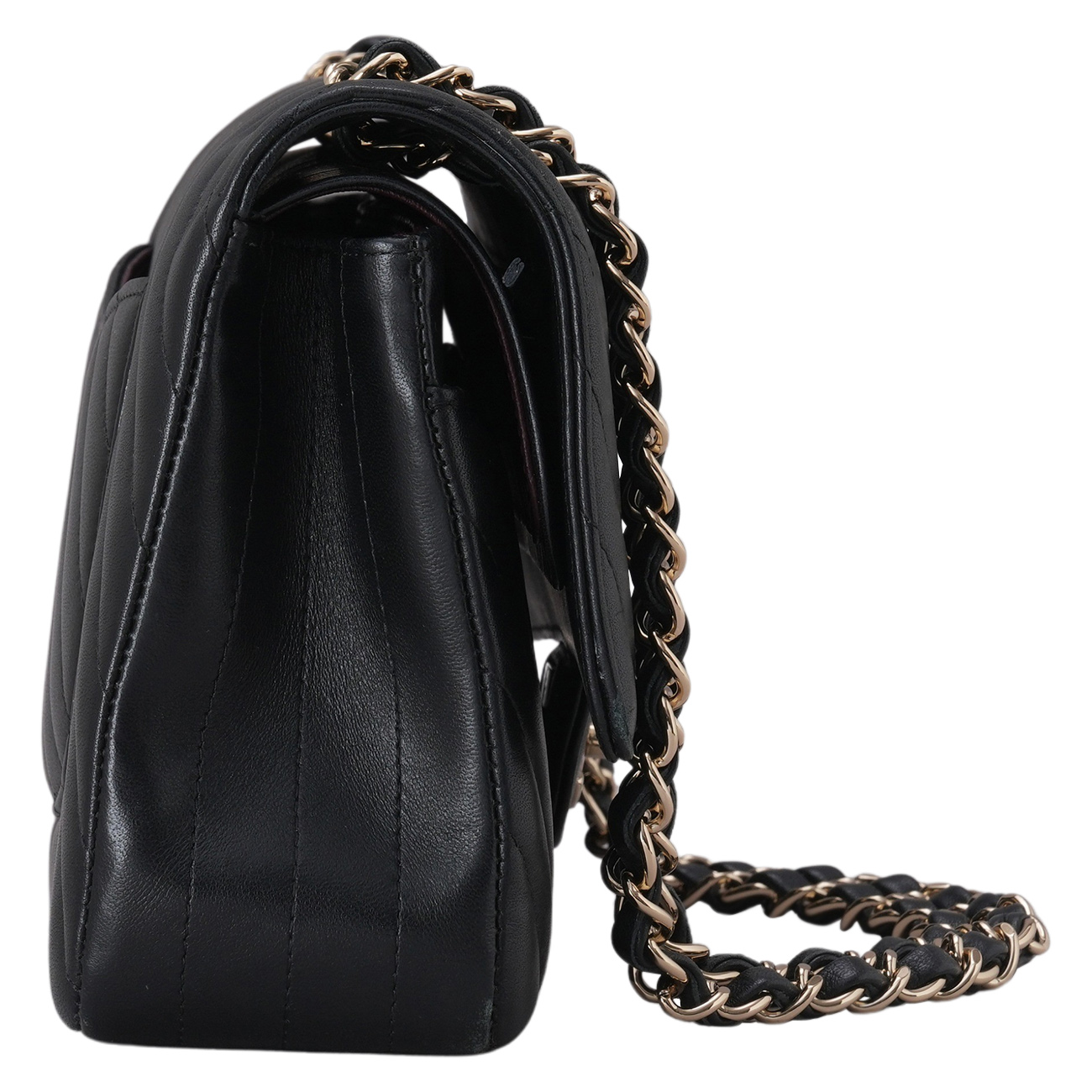 CHANEL(USED)샤넬 램스킨 클래식 쉐브론 미듐