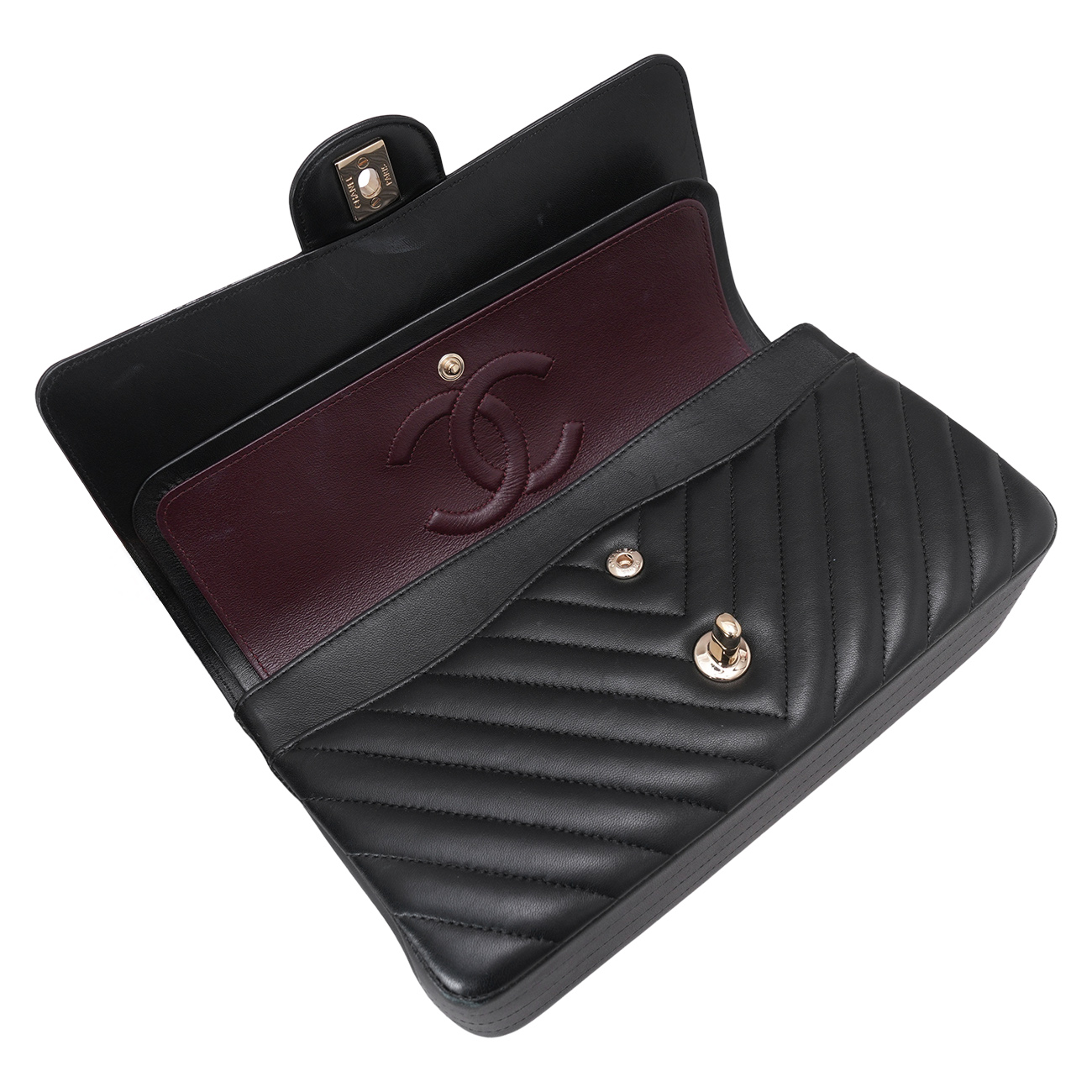 CHANEL(USED)샤넬 램스킨 클래식 쉐브론 미듐