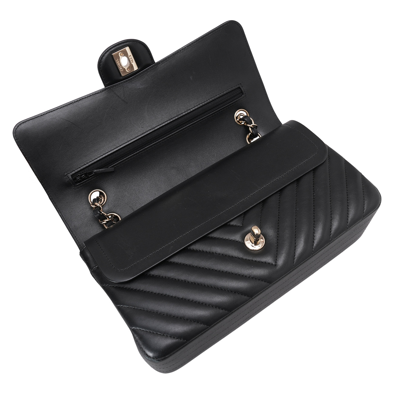 CHANEL(USED)샤넬 램스킨 클래식 쉐브론 미듐