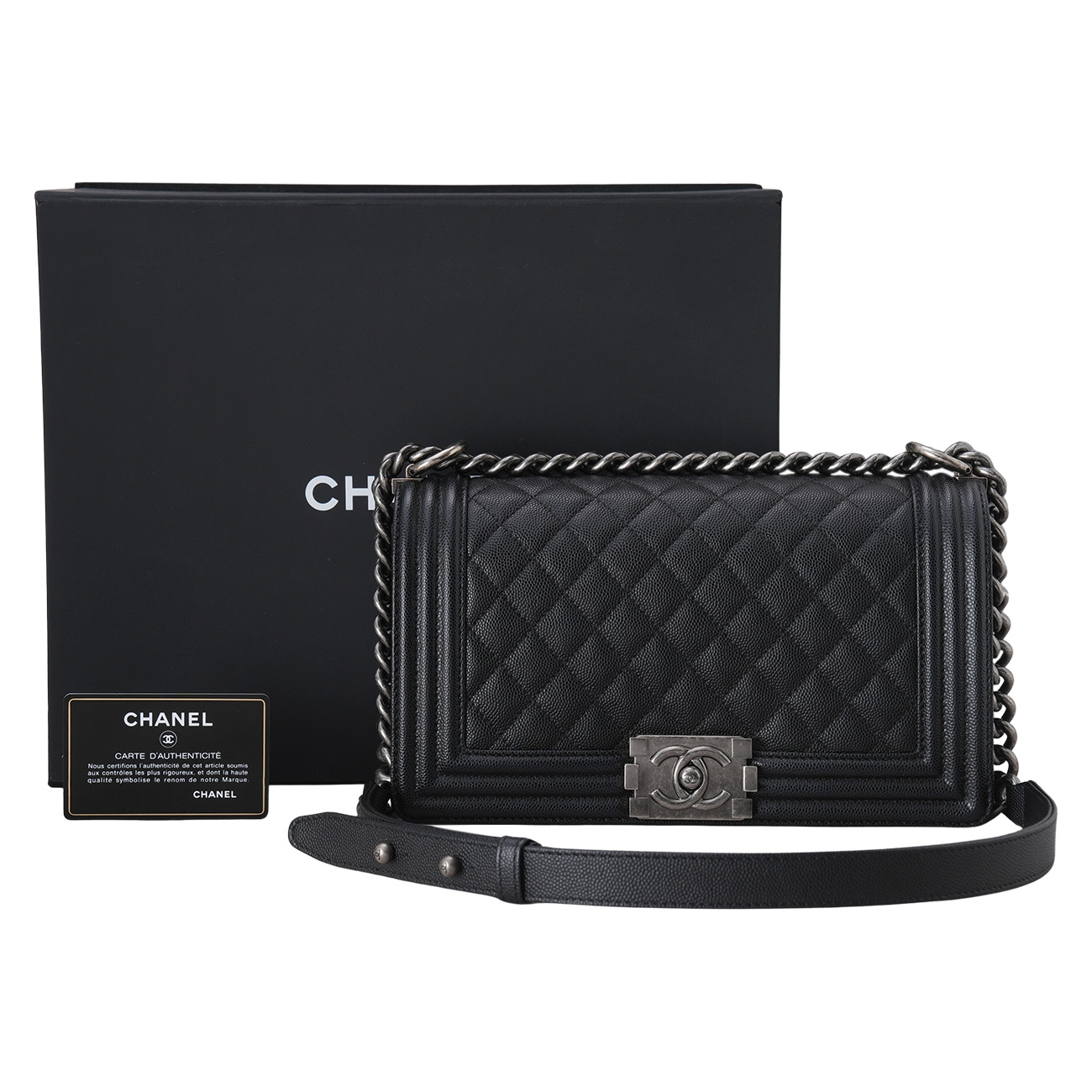 CHANEL(USED)샤넬 캐비어 보이샤넬 미듐