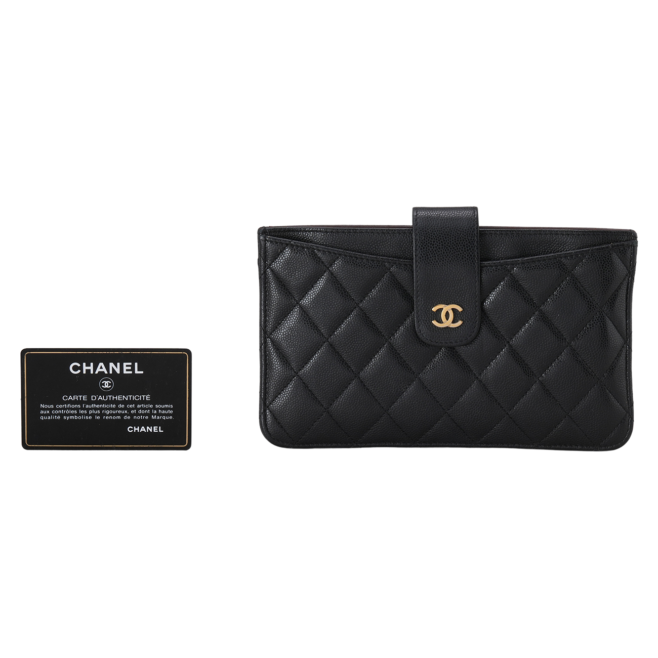 CHANEL(USED)샤넬 캐비어 장지갑 겸 파우치 블랙