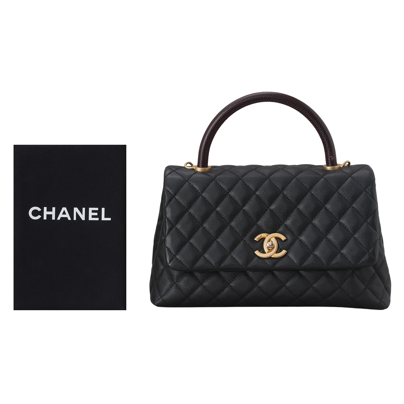 CHANEL(USED)샤넬 캐비어 코코핸들 미듐 리자드핸들