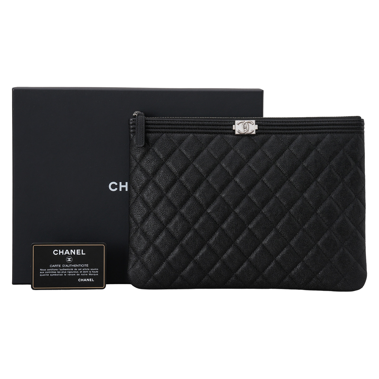CHANEL(USED)샤넬 캐비어 보이샤넬 클러치 미듐