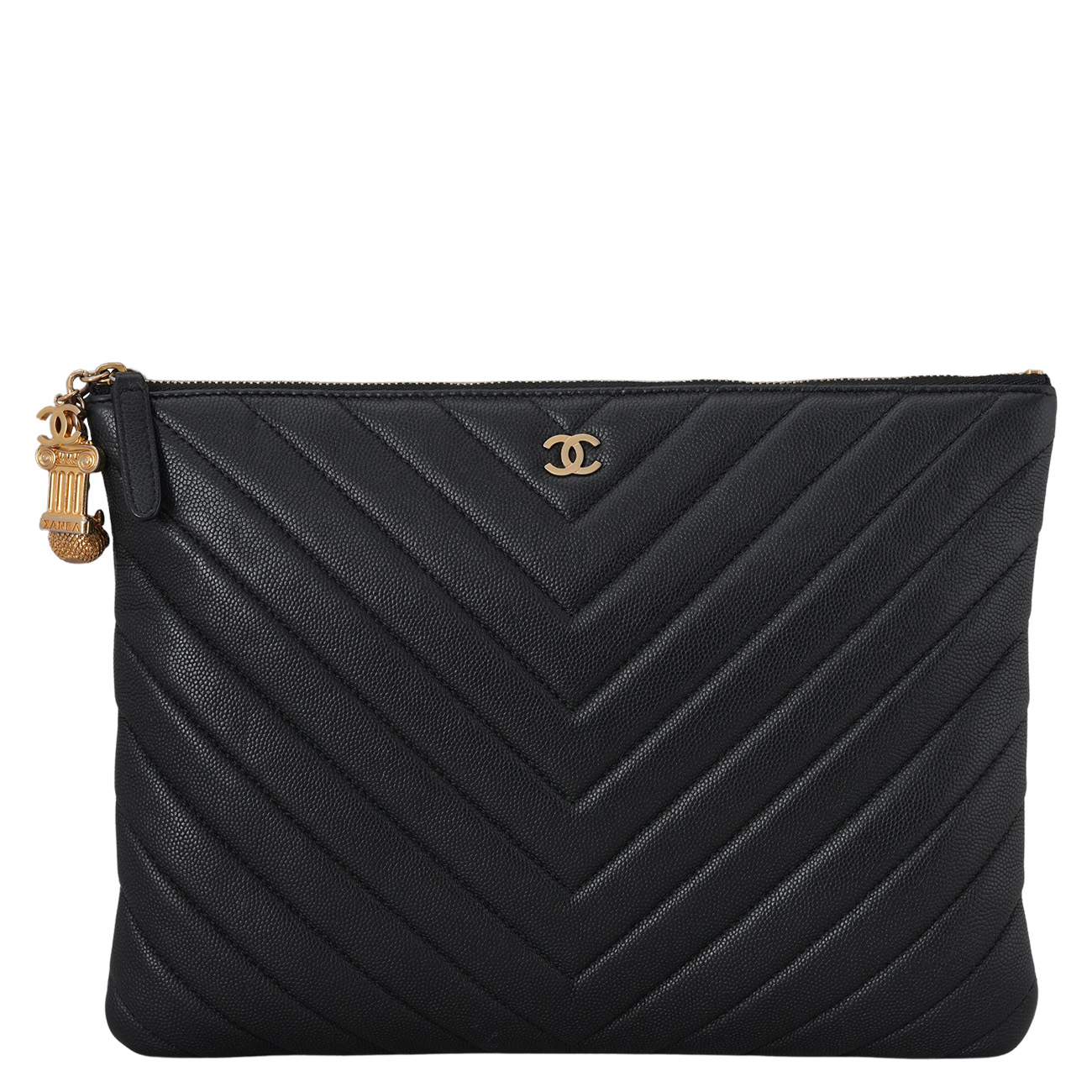 CHANEL(USED)샤넬 시즌 참 쉐브론 뉴미듐 클러치