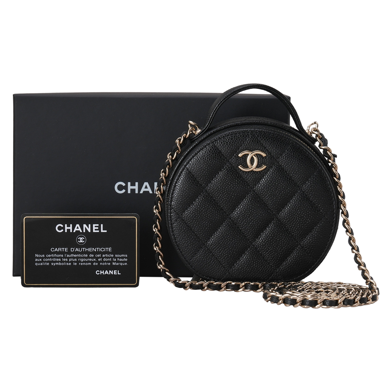 CHANEL(USED)샤넬 AP2502 캐비어 탑핸들 동그리백