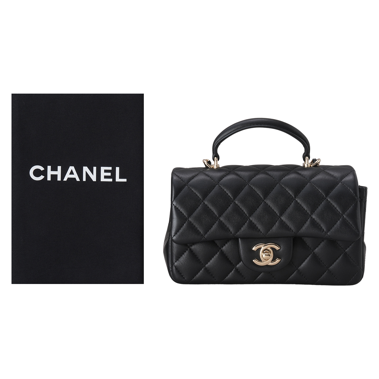 CHANEL(USED)샤넬 램스킨 클래식 뉴미니 탑핸들
