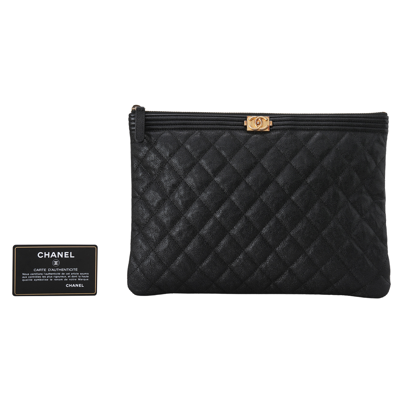 CHANEL(USED)샤넬 캐비어 보이샤넬 클러치 뉴미듐