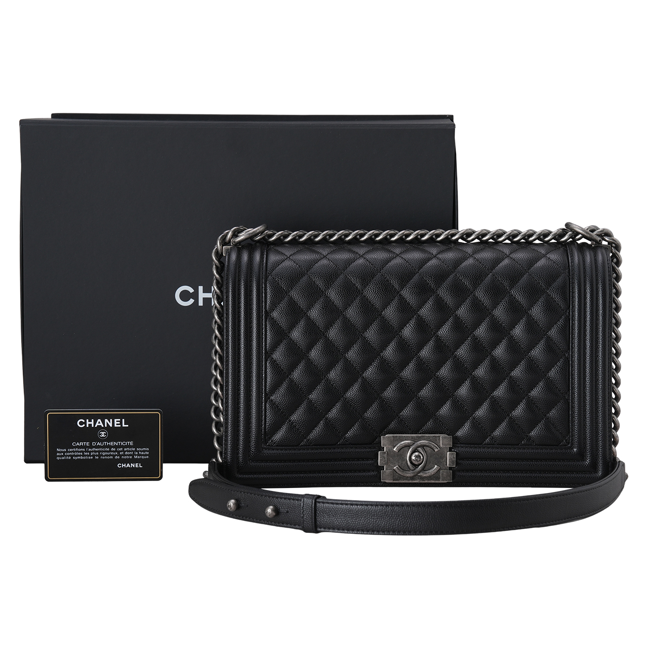 CHANEL(USED)샤넬 캐비어 보이샤넬 뉴미듐 플랩백