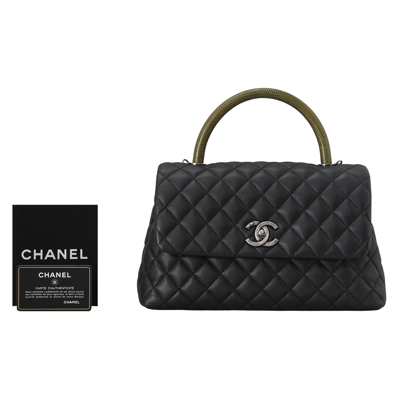 CHANEL(USED)샤넬 캐비어 코코핸들 미듐 리자드핸들