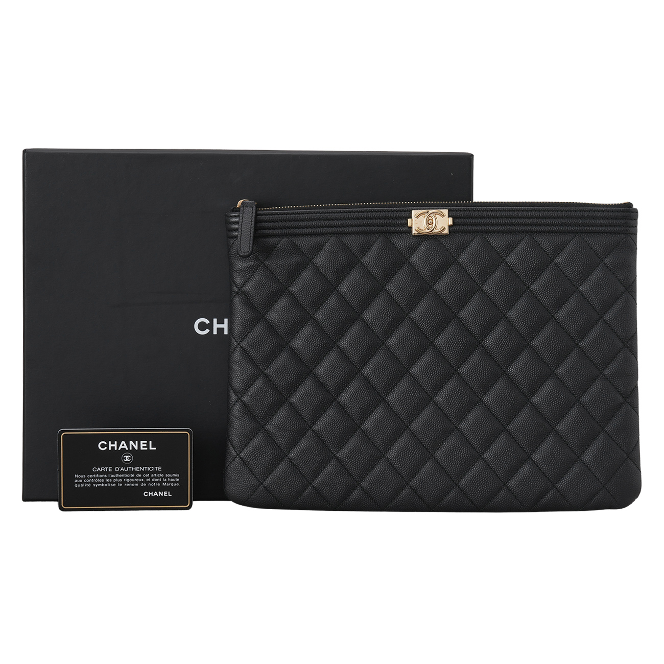 CHANEL(USED)샤넬 캐비어 보이샤넬 클러치 뉴미듐