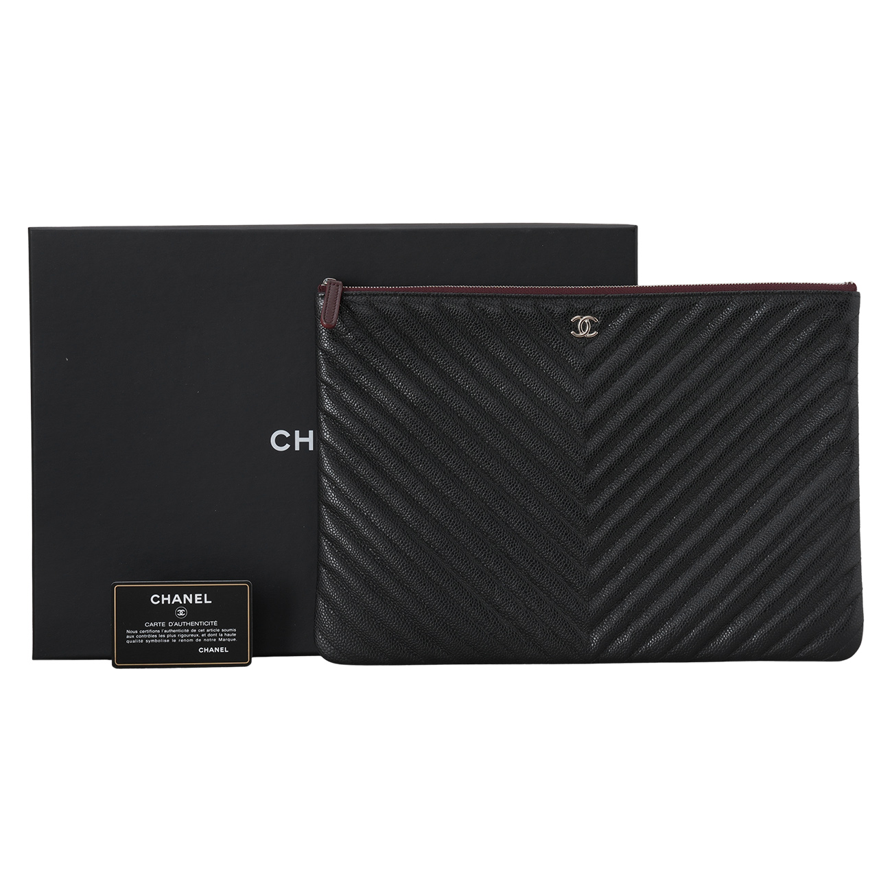 CHANEL(USED)샤넬 캐비어 클래식 쉐브론 클러치