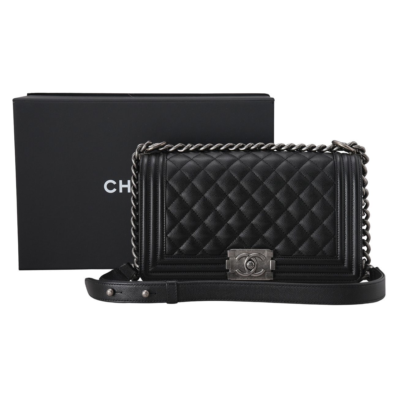 CHANEL(USED)샤넬 캐비어 보이샤넬 미듐