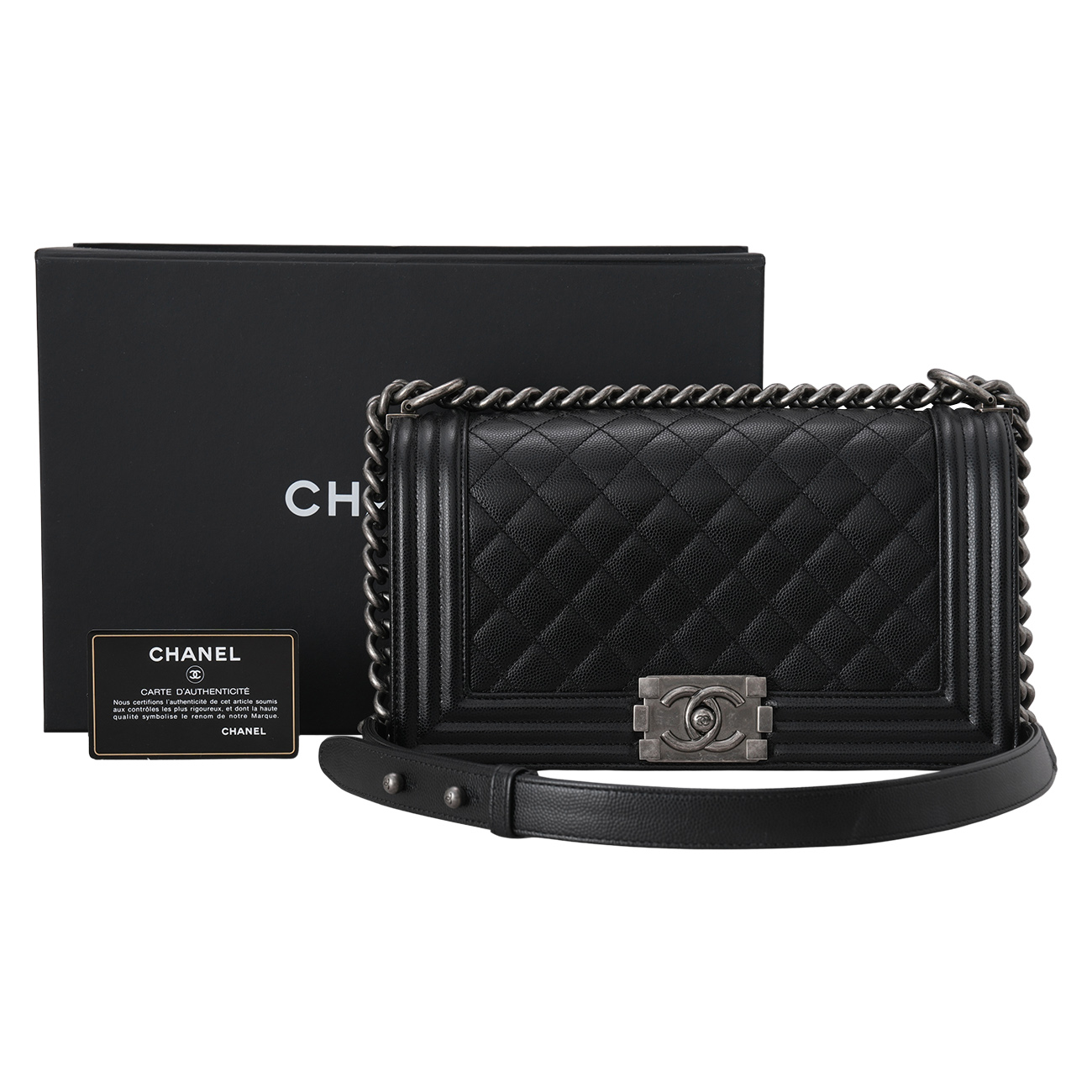 CHANEL(USED)샤넬 캐비어 보이샤넬 미듐 플랩백