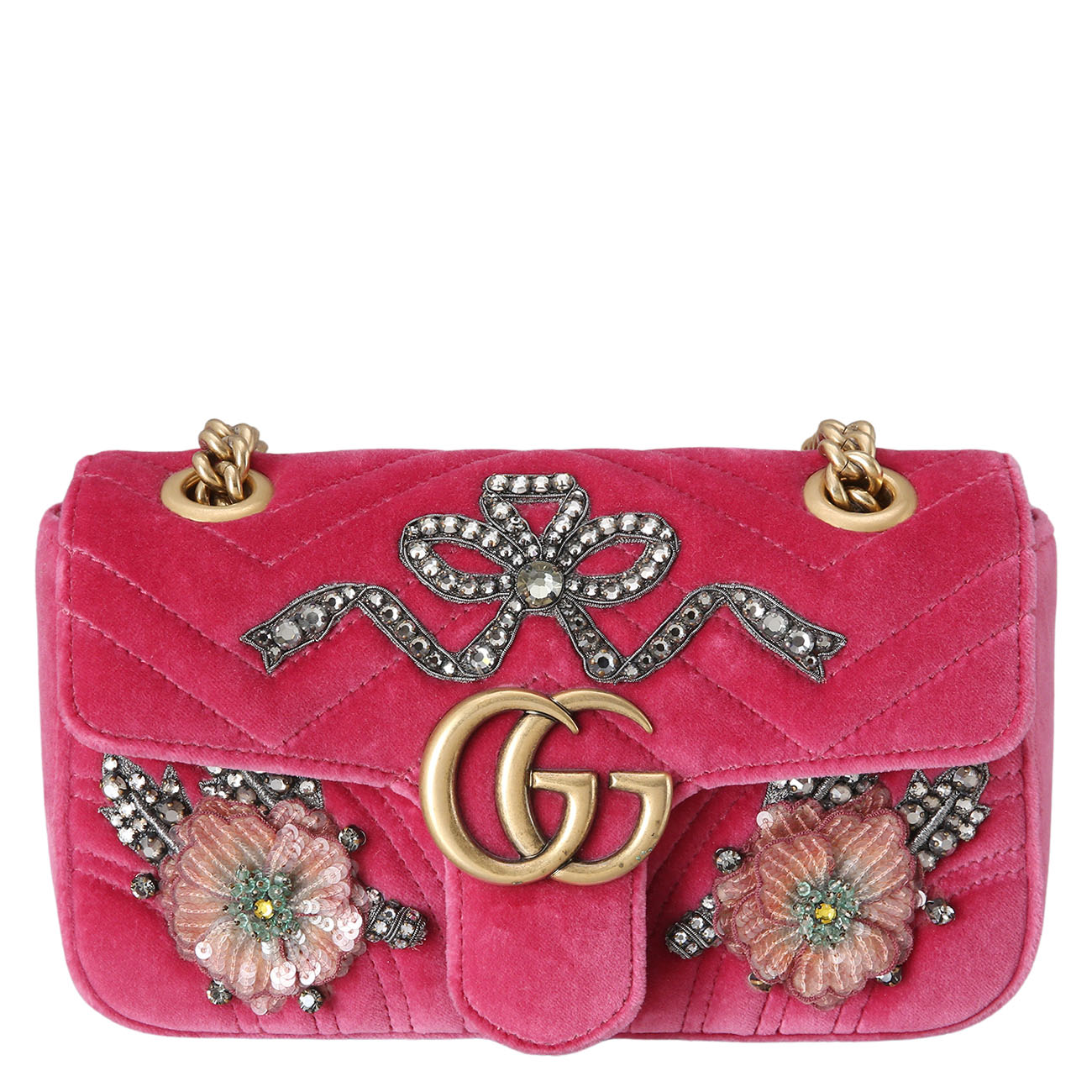 GUCCI(USED)구찌 446744 마틀라쎄 벨벳 미니 숄더백